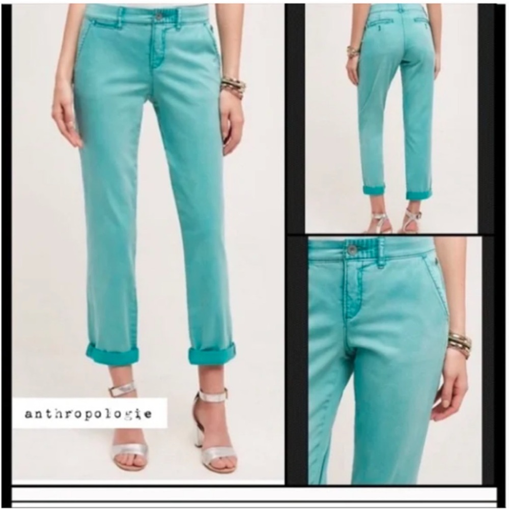Anthropologie Pilcro Hyphen Chino Pants Size 29 Teal Coastal Preppy Beach